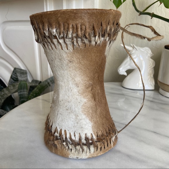 Vintage Other - VINTAGE • African Hand Drum Malawian Beautiful Leather Craft Handmade Instrument